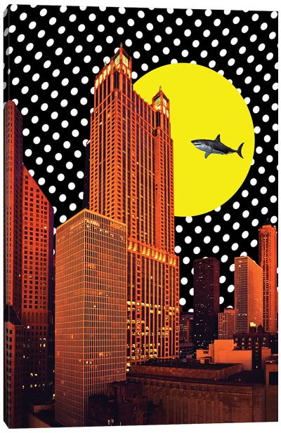 Through The Metropolis Canvas Art Print - Shark Art