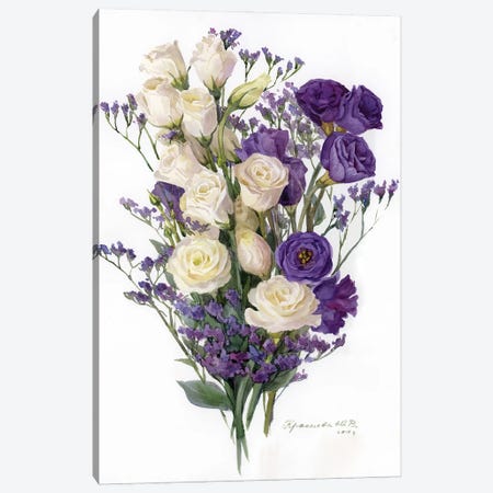 Bouquet Of Purple And White Lisianthus Canvas Print #YKV12} by Yulia Krasnov Canvas Wall Art