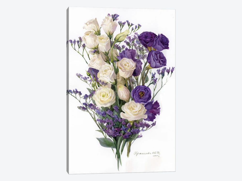 Bouquet Of Purple And White Lisianthus by Yulia Krasnov 1-piece Art Print