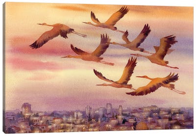 Let's Fly Home Canvas Art Print - Serene Watercolors