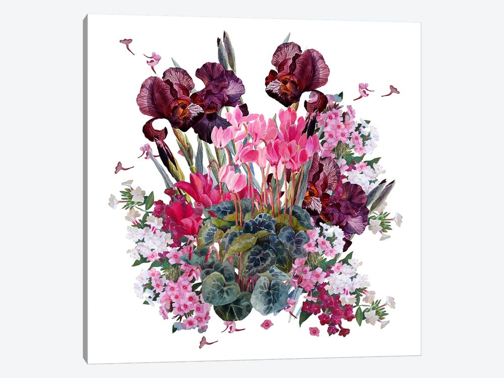 Composition With Irises And Cyclamens by Yulia Krasnov 1-piece Canvas Wall Art