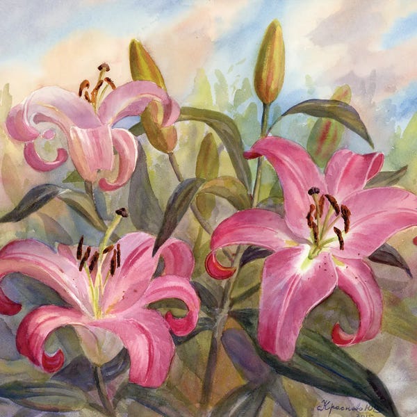 Lilies: Lilies In The Garden by Yulia Krasnov