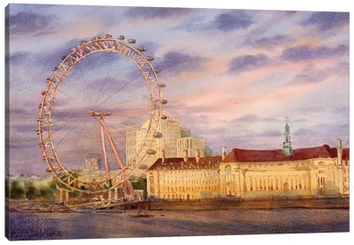 London Sky Canvas Art Print - Ferris Wheels