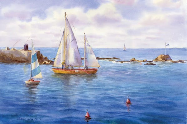 Yulia Krasnov: Sailboats In Yafoo by Yulia Krasnov