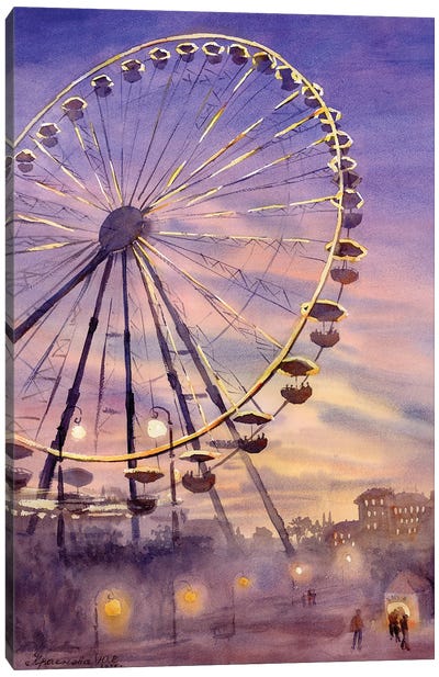 Above The Clouds Canvas Art Print - Ferris Wheels