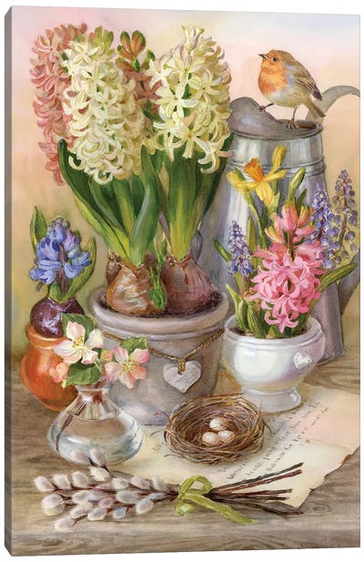 Spring Song Canvas Art Print - Intricate Watercolors