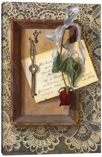 Still Life Of Trompe L'Oeil On Lace Canvas Art Print - Intricate Watercolors