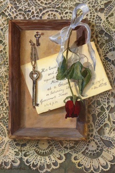 Fine Art Print: Still Life Of Trompe L'Oeil On Lace by Yulia Krasnov