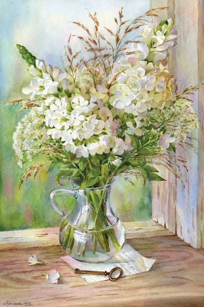 Intricate Watercolors: White Bouquet by Yulia Krasnov