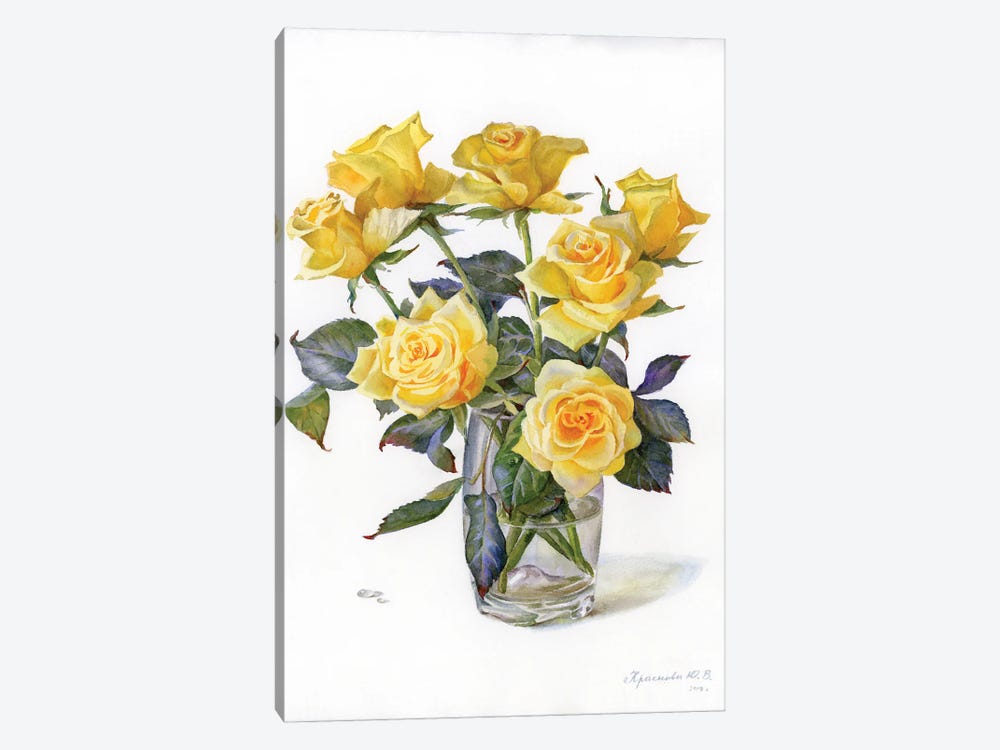 Yellow Roses by Yulia Krasnov 1-piece Canvas Wall Art