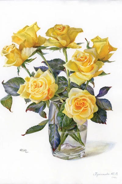 Botanical Illustrations: Yellow Roses by Yulia Krasnov