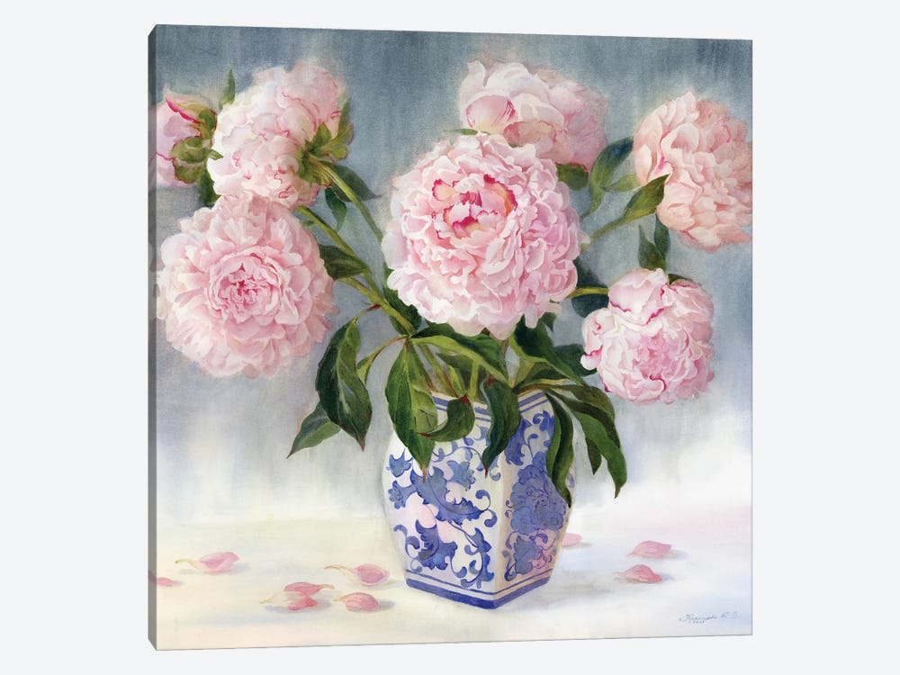 Peonies In A Chinese Vase by Yulia Krasnov 1-piece Canvas Wall Art