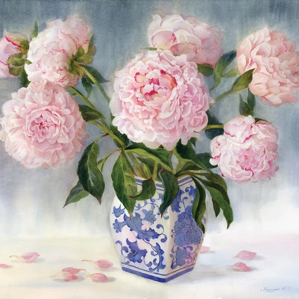 Peonies: Peonies In A Chinese Vase by Yulia Krasnov