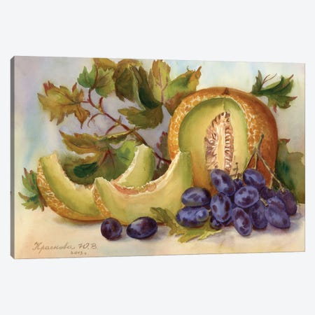 Melon And Grapes Canvas Print #YKV64} by Yulia Krasnov Canvas Wall Art