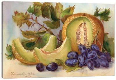 Melon And Grapes Canvas Art Print - Yulia Krasnov