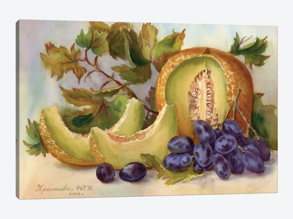 Melon And Grapes by Yulia Krasnov 1-piece Canvas Artwork