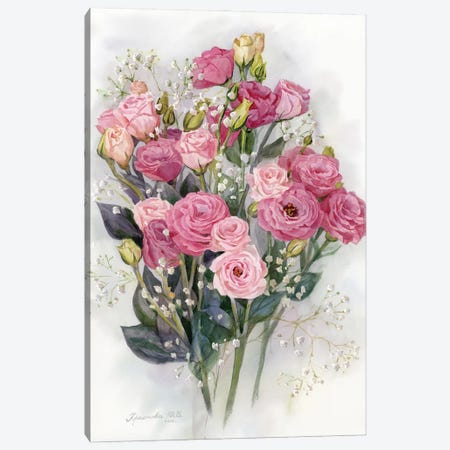 Bouquet Of Pink Lisianthus Canvas Print #YKV6} by Yulia Krasnov Canvas Art Print