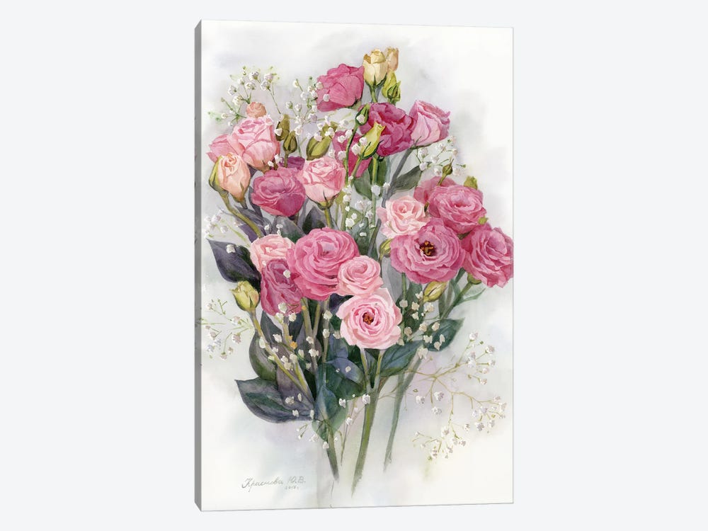 Bouquet Of Pink Lisianthus by Yulia Krasnov 1-piece Canvas Print