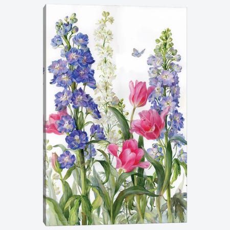 Delphiniums And Tulips Canvas Print #YKV75} by Yulia Krasnov Canvas Art Print