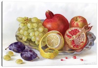August Fruits Canvas Art Print - Pomegranate Art