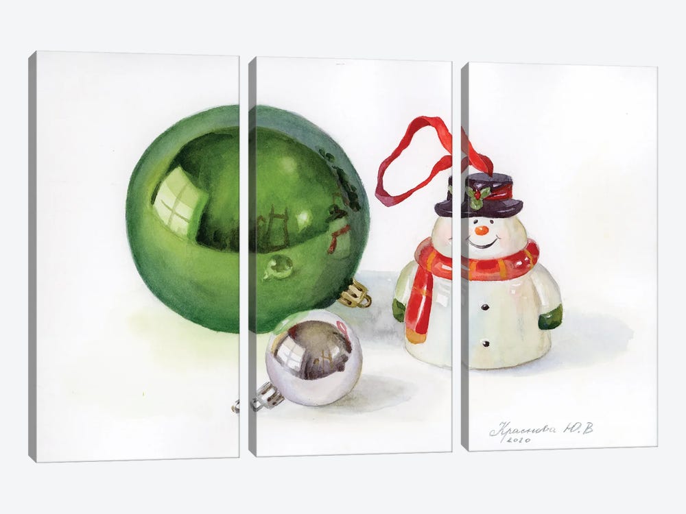 New Year's Toys by Yulia Krasnov 3-piece Canvas Art Print