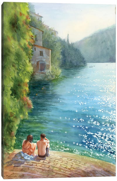 Lovers On Lake Como Canvas Art Print - Yulia Krasnov
