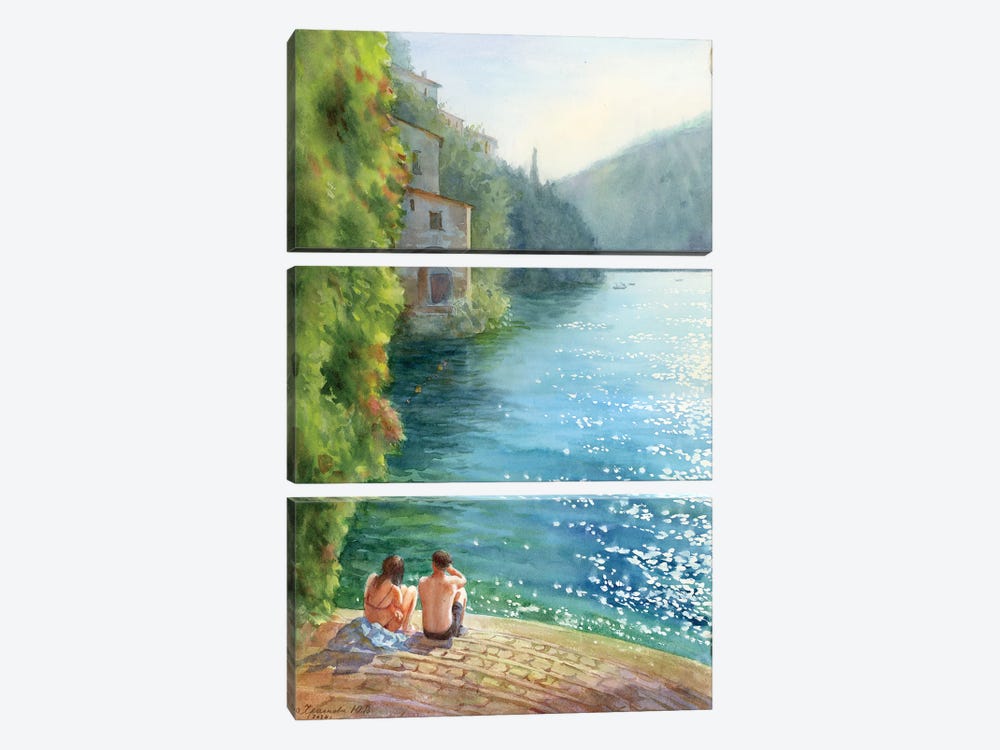 Lovers On Lake Como by Yulia Krasnov 3-piece Canvas Art