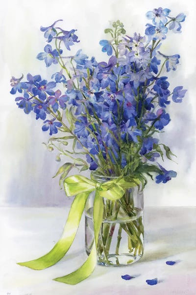 Yulia Krasnov: Bouquet Of Delphiniums by Yulia Krasnov