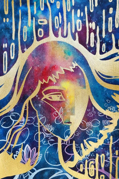 The Ghost Of The Cosmic Lotuses by Yulia Belasla metal wall art