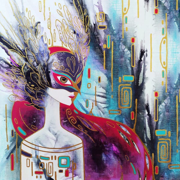 Gold & Pink: The Reverse Side, Carnival Mask by Yulia Belasla