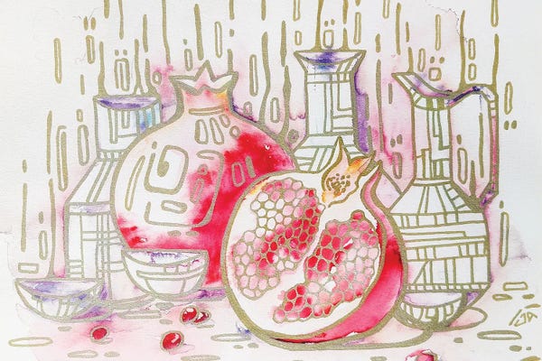 Pomegranates: Still Life With Pomegranates II by Yulia Belasla