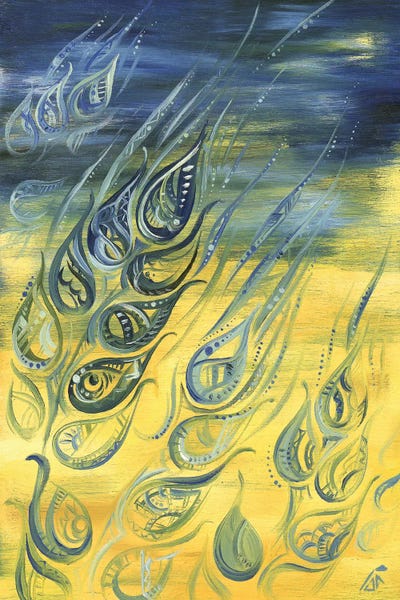 The Melody Of The Night Wheat Ears by Yulia Belasla canvas print