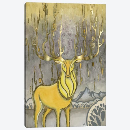 Gold Deer Canvas Print #YLB22} by Yulia Belasla Canvas Artwork