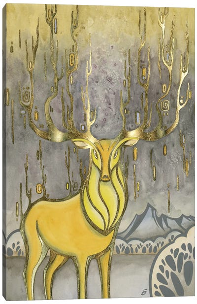 Gold Deer Canvas Art Print - Yulia Belasla