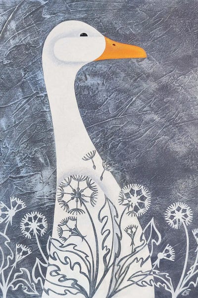 Geese: Goose In White Dandelions by Yulia Belasla