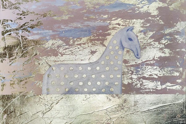 Yulia Belasla: The Dappled Horse In A Golden Field Of Wheat by Yulia Belasla