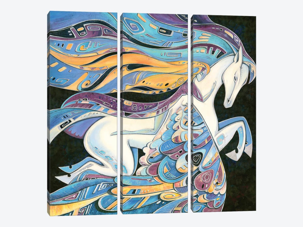 Flight With The Pegasus by Yulia Belasla 3-piece Canvas Wall Art