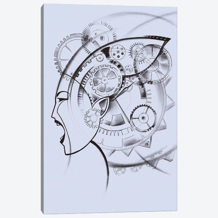 The Time VII, Woman, Sketch Art, Clockwork Mechanism Canvas Print #YLB70} by Yulia Belasla Canvas Print