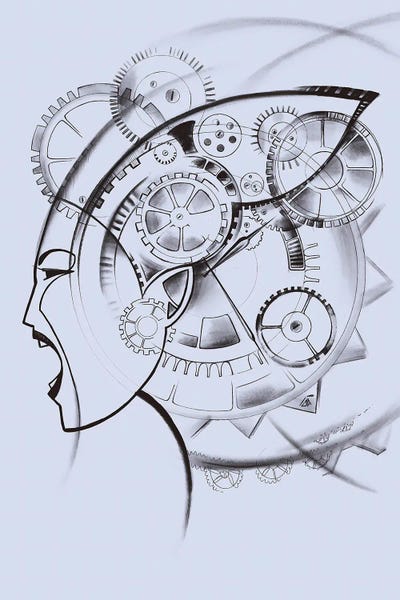 The Time VII, Woman, Sketch Art, Clockwork Mechanism