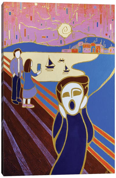 Scream At Sunset. Inspiration By E.Munch Canvas Art Print - Yulia Belasla