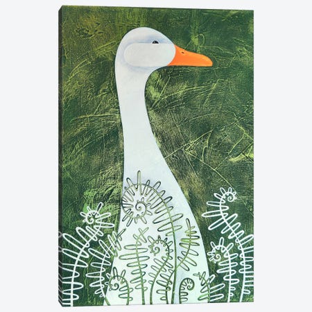 Goose In The Fern Canvas Print #YLB83} by Yulia Belasla Canvas Art
