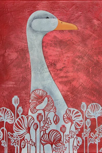 Goose In The Poppys by Yulia Belasla art print