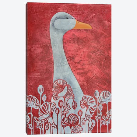 Goose In The Poppys Canvas Print #YLB85} by Yulia Belasla Canvas Print