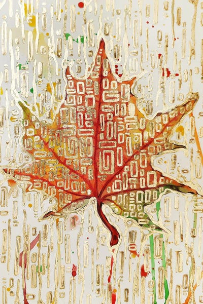 Fine Art Print: Golden Maple, Watercolor With Gold Foil by Yulia Belasla