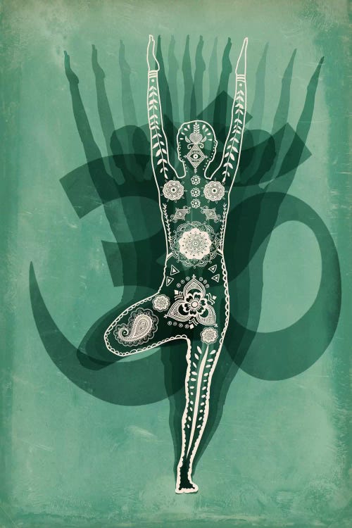 OM Tree Pose Green by 5by5collective wall art