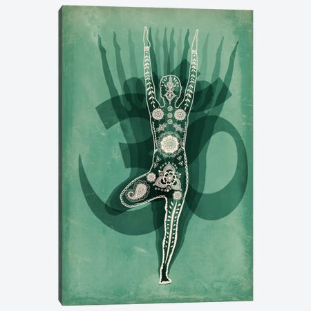 OM Tree Pose Green Canvas Print #YOG2} by 5by5collective Canvas Artwork