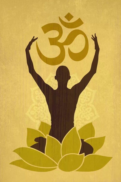 OM Lotus Flower Pose Green by 5by5collective wall art