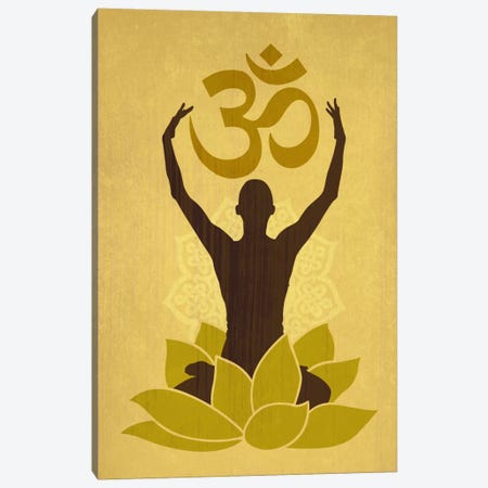 OM Lotus Flower Pose Green Canvas Print #YOG3} by 5by5collective Canvas Artwork