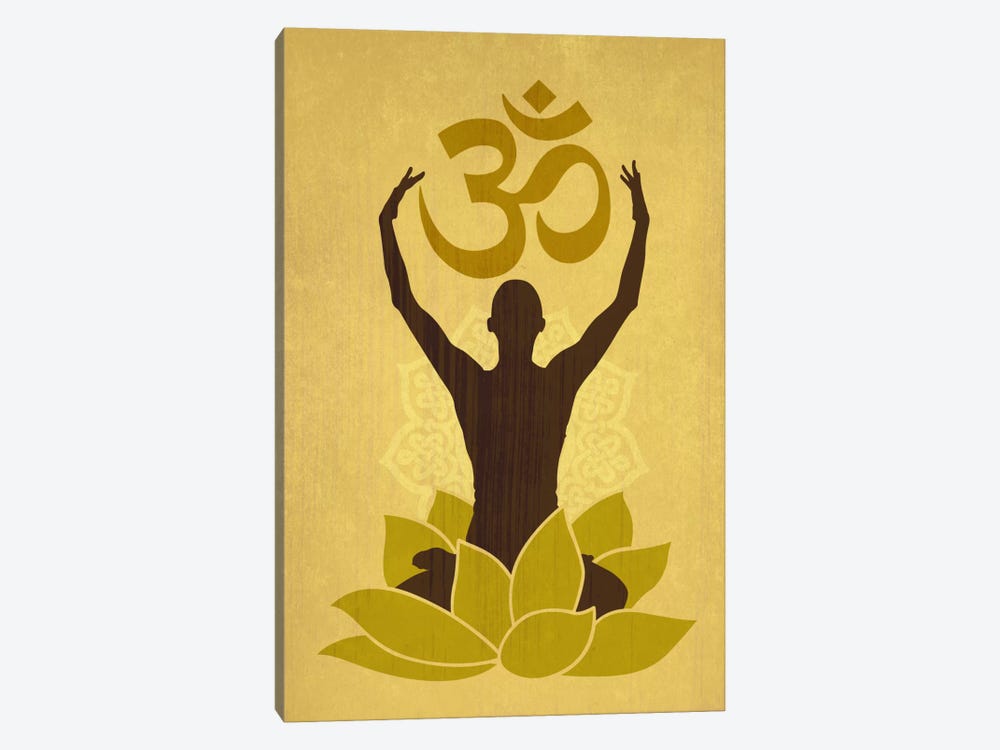 OM Lotus Flower Pose Green by 5by5collective 1-piece Canvas Wall Art