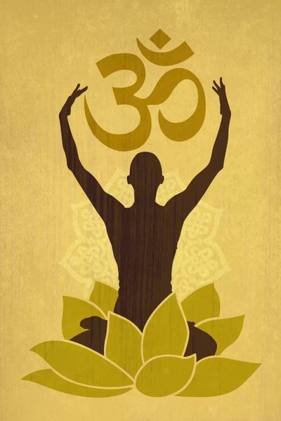 Lotuses: OM Lotus Flower Pose Green by 5by5collective
